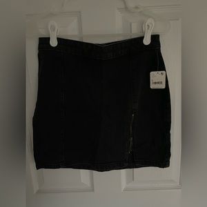 NWT Free People Black Denim High Waisted Mini Skirt. Size 6.